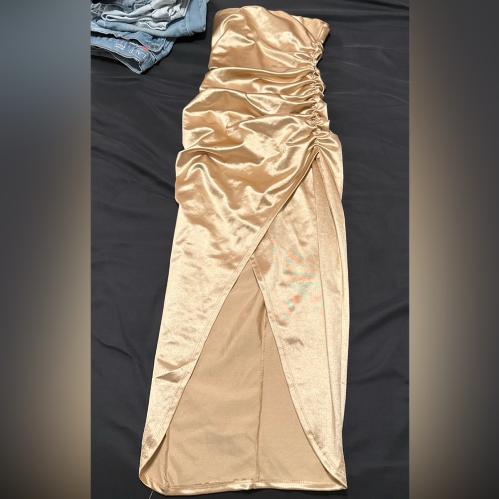 Elegant Gold Satin dress
